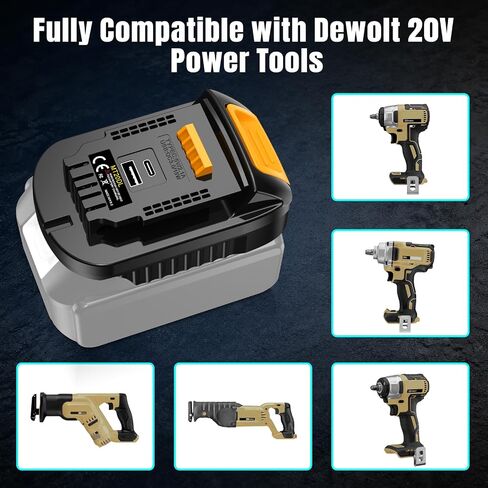 Battery Adapter for Makita to Dewalt Tools,Converter for Dewalt Tools Compatible with Makita Battery,with USB C& USB A Fast Charging Port (ONLY Adapter) in Kuwait