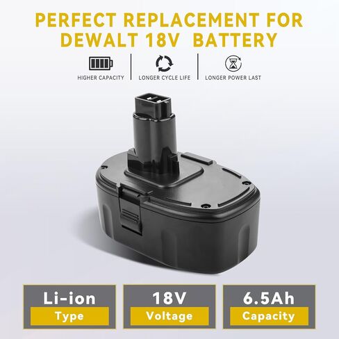 2 Packs Upgraded 6500mAh 18V Replacement Battery for Dewalt 18 Volt XRP Batteries DC9096 DC9098 DC9099 DC9180 DC9181 DC9182 DW9095 DW9096 DW9098 DW9099 DE9095 DE9096 DE9098 DE9503 Cordless Power Tools in Kuwait