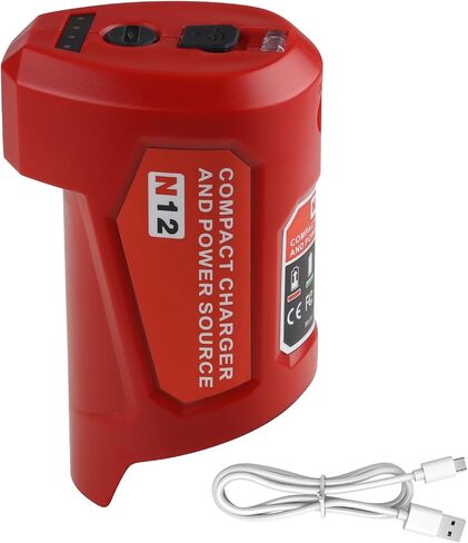 USB Power Source Adapter for Mil-Waukee 12V Compact Power Source Charger | Compatible with Mil 12V Heated Jacket Battery, With USB-A to USB-C Cable in Kuwait