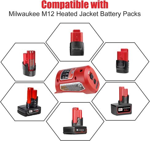 USB Power Source Adapter for Mil-Waukee 12V Compact Power Source Charger | Compatible with Mil 12V Heated Jacket Battery, With USB-A to USB-C Cable in Kuwait