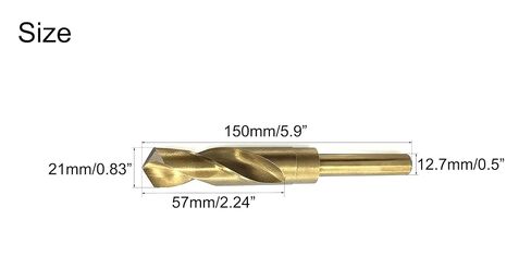NACX 21mm Reduced Shank Cobalt Drill Bit, HSS 6542 High-Speed Steel Twist Drill Bits with 1/2" Shank for Metal Plastic Wood in Kuwait