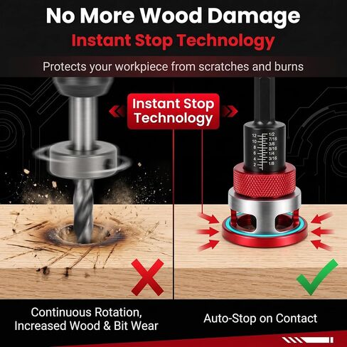 Countersink Drill Bit Set for Woodworking, 7-Piece | 1/4 inch hex shank set with adjustable depth stop, TCT cutter and HSS M2 pilot bits for wood, MDF, plywood in Kuwait