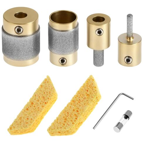 QWORK Diamond Grinder Bit Head Tools Set - 4 Sizes (1", 3/4", 1/4", 1/8") Brass Core Stained Glass Grinder Bits for Stained Glass, Ceramic Tiles, Stone, High-Speed Compatibility in Kuwait
