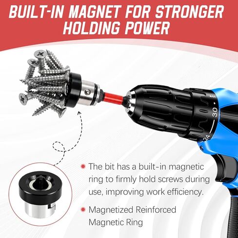 Magnetic Drywall Screw Setter Bits with Adjustable Depth Stop(6-Piece Set) | Ph2 Positioning Bits & Removable Collar, S2 Steel Hex Shank for Sheetrock Screws, Includes Adapter for Impact Driver in Kuwait