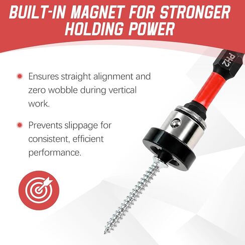 Magnetic Drywall Screw Setter Bits with Adjustable Depth Stop(6-Piece Set) | Ph2 Positioning Bits & Removable Collar, S2 Steel Hex Shank for Sheetrock Screws, Includes Adapter for Impact Driver in Kuwait