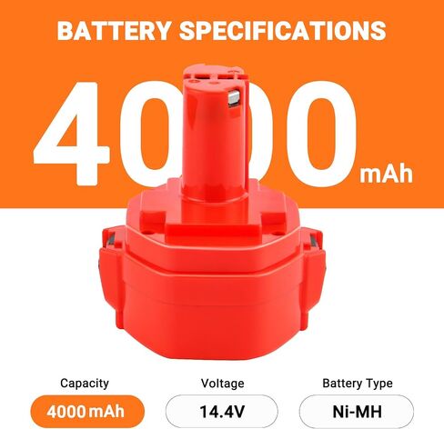 Shentec 14.4V 4.0Ah Ni-MH Battery Compatible with Makita PA14 1420 1422 | 1433 1434 1435 1435F 192600-1 193985-8 192699 193157-5 193158-3 in Kuwait