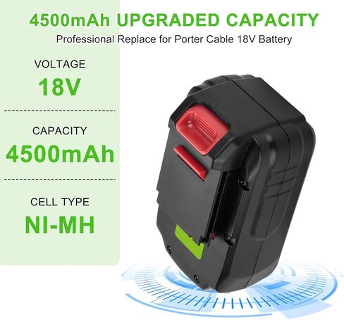 4.5Ah Battery and Charger for Porter Cable 18V Battery PC18B, Compatible with Porter Cable 18V PCC489N PCMVC PCXMVC PC18BLEX Cordless Power Tools in Kuwait