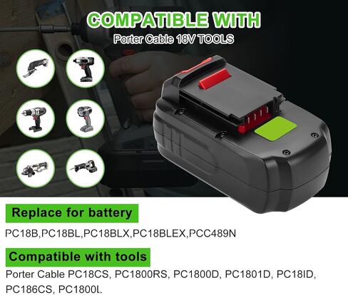 4.5Ah Battery and Charger for Porter Cable 18V Battery PC18B, Compatible with Porter Cable 18V PCC489N PCMVC PCXMVC PC18BLEX Cordless Power Tools in Kuwait