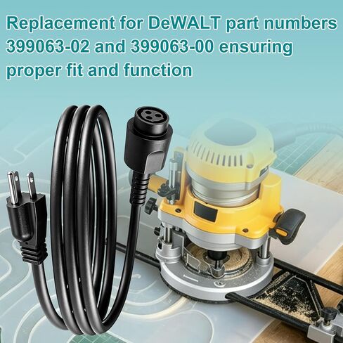 399063-02 399063-00 Replacement Router Cord, 6FT 3-Prong 16 Gauge Power Cable Fits DeWALT DW618 DW616, DW618B3 DW618K DW618M DW616PK in Kuwait