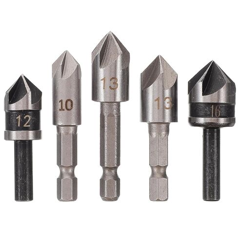 Uonlytech 5pcs Countersink Drill Bit Woodworking Tapered Precision Chamfering Tool for Smooth Edges Wood and Projects in Kuwait