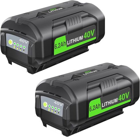 Upgraded 6200mAh 2Packs Replacement for Ryobi 40V Battery OP4060A OP4040 OP40401 OP4040A OP4050 OP40501 OP4050A OP4015 OP4026 OP40201 OP40261 OP4030 OP40301 in Kuwait