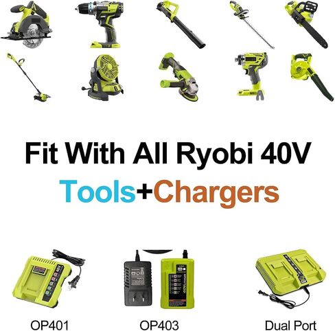 Upgraded 6200mAh 2Packs Replacement for Ryobi 40V Battery OP4060A OP4040 OP40401 OP4040A OP4050 OP40501 OP4050A OP4015 OP4026 OP40201 OP40261 OP4030 OP40301 in Kuwait