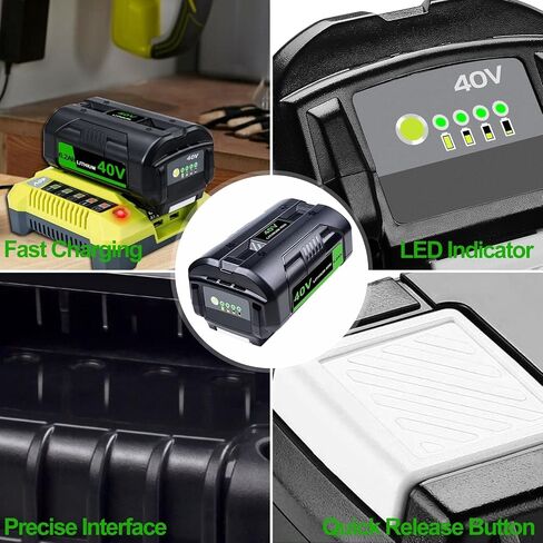 Upgraded 6200mAh 2Packs Replacement for Ryobi 40V Battery OP4060A OP4040 OP40401 OP4040A OP4050 OP40501 OP4050A OP4015 OP4026 OP40201 OP40261 OP4030 OP40301 in Kuwait