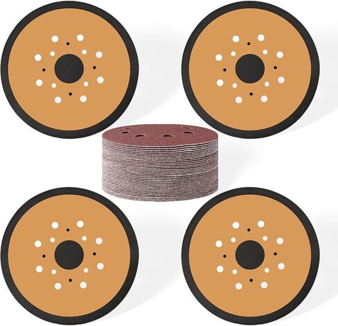 4 Pcs Sander Pads and 40 Pcs Sanding Discs Hook and Loop for Random Orbital Sander Compatible with Black & Decker BDERO600 BDERO100 RO100B RO100K TS720 Replace#: N601645 380278-00 in Kuwait