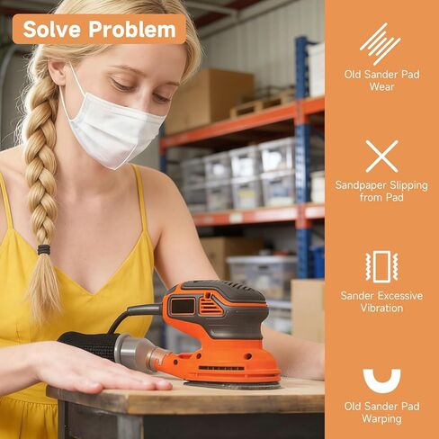 4 Pcs Sander Pads and 40 Pcs Sanding Discs Hook and Loop for Random Orbital Sander Compatible with Black & Decker BDERO600 BDERO100 RO100B RO100K TS720 Replace#: N601645 380278-00 in Kuwait
