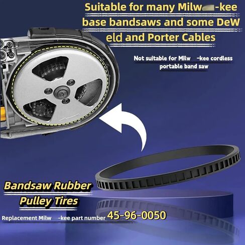 4 Pack Bandsaw Drive Belt Replacement for Meelwaukii 2829-20 Band Saw, Blade Pulley Tire Replace 45-96-0050, Rubber Wheel Tire Belt Kit in Kuwait