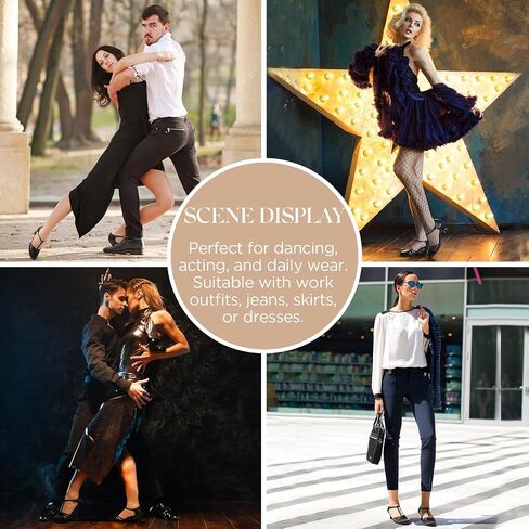 YESSA Character Shoes for Women Leather/Satin T-Strap 1920s Shoes,2"/2.5" Ballroom Dance Shoes for Latin Salsa Tango Flamenco Black in Kuwait