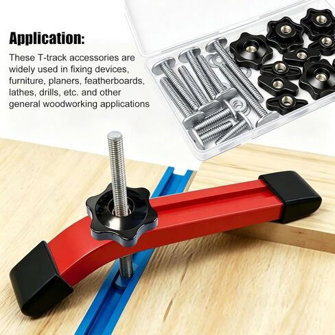 weideer 30PCS 1/4"-20 T Track Bolts and Knobs Kit,T Track Accessories,1/4"-20 Threaded Knobs T Slot Bolts and Washers for Woodworking Jigs and Fixtures in Kuwait