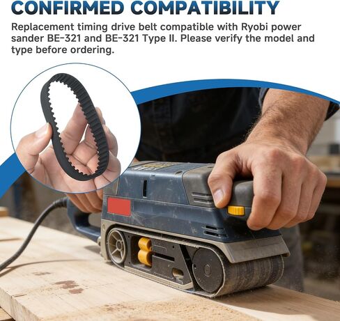 6860069 Timing Drive Belt Compatible with Ryobi BE-321 Sanders, 2-Pack | Rubber transmission belts fit BE-321 and BE-321 Type II models for sander drive-system maintenance in Kuwait