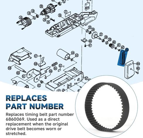 6860069 Timing Drive Belt Compatible with Ryobi BE-321 Sanders, 2-Pack | Rubber transmission belts fit BE-321 and BE-321 Type II models for sander drive-system maintenance in Kuwait