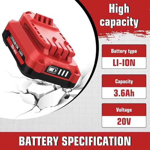 2-Pack 20V 3600mAh CMCB202 Lithium Ion Replacement for Craftsman 20V Battery and Charger Kit Compatible with Craftsman V20 Battery CMCB202 CMCB202-2 CMCB204 CMCB204-2 CMCB201 CMCB206 CMCB209 (Multi) in Kuwait