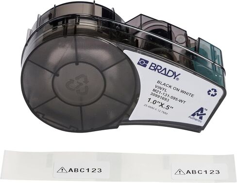Brady Authentic (M21-500-595-GY) All-Weather Vinyl Label for Indoor/Outdoor ID, Lab and Equipment Labeling, Black on Gray- For M210, M210-LAB, M211, BMP21-PLUS and BMP21-LAB Printers, .5" W, 21' L in Saudi Arabia
