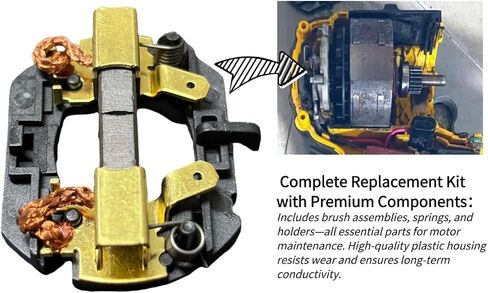 Motor Brush Kit for DeWalt DCD780 DCD785 DC820 654258-00 N109433 | Complete replacement carbon brushes equipped with springs & holders.urable wear-resistant design for long service life. in Kuwait