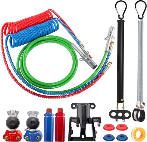 15FT Semi Truck Air Line Kit with Gladhand Holder and Springs Kit Pigtail Air Brake Hoses and 7 Way Trailer Cord 3-in-1 Air Lines for Semi Truck Trailer Tractor in Saudi Arabia