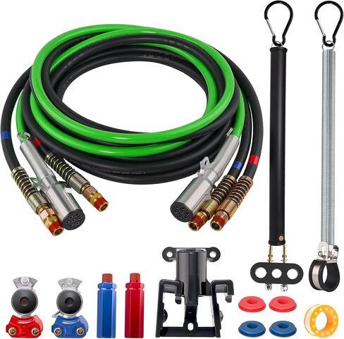 15FT Semi Truck Air Line Kit with Gladhand Holder and Springs Kit Pigtail Air Brake Hoses and 7 Way Trailer Cord 3-in-1 Air Lines for Semi Truck Trailer Tractor in Saudi Arabia
