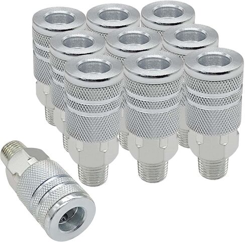 YSIL 1/4" Industrial M-Type Coupler Female Thread Steel Hose Fittings 2Pcs | Air Hose Fittings Air Tools Fittings Compressor Accessories Set in Kuwait