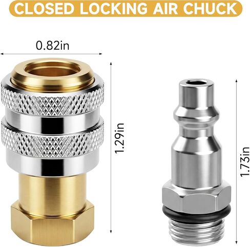 Air Chucks for Tires, 1/4 FNPT Closed Flow Brass Tire Air Chuck Locking Airs Chucks Inflator Quick Connect, Brass Screw on Tire Inflator Chuck for Inflators Gauge Compressor Accessories in Kuwait