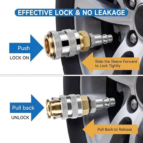 Air Chucks for Tires, 1/4 FNPT Closed Flow Brass Tire Air Chuck Locking Airs Chucks Inflator Quick Connect, Brass Screw on Tire Inflator Chuck for Inflators Gauge Compressor Accessories in Kuwait