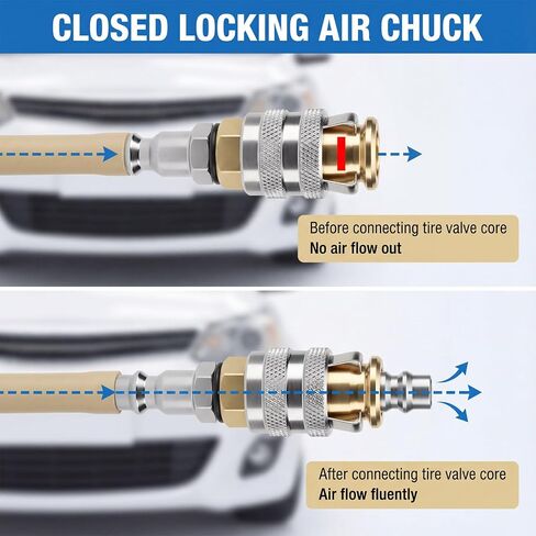 Air Chucks for Tires, 1/4 FNPT Closed Flow Brass Tire Air Chuck Locking Airs Chucks Inflator Quick Connect, Brass Screw on Tire Inflator Chuck for Inflators Gauge Compressor Accessories in Kuwait