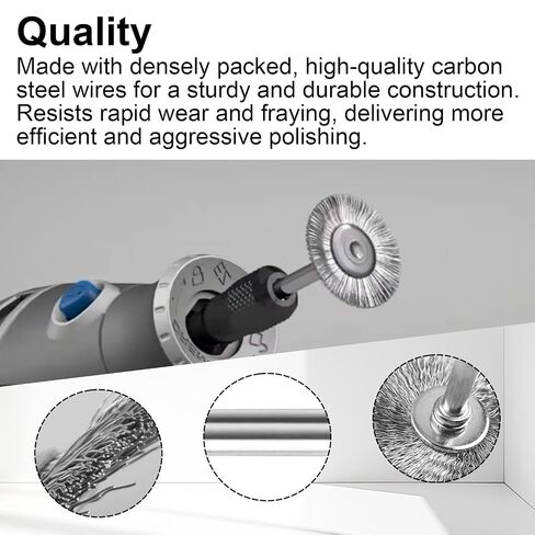 QQZ Carbon Steel Brushes 428-02, 3/4" Diameter, for Dremel Wire Wheel,for Dremel Wire Brush, for Cleaning and Removing Rust and Corrosion -2 Pcs in Kuwait