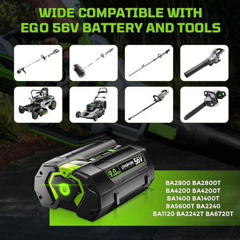 VANON 9.0Ah 56V Replacement for EGO 56V Battery Power+ BA1400T BA2800T BA4200T BA5600T Lithium Ion Battery Compatible with EGO Power Tools CS1604 CS1804 CS1403 HT2400 LB6504 LB5804 Tools (1Pack) in Kuwait