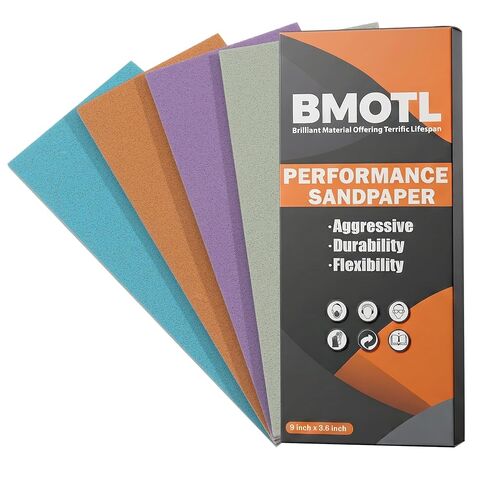 Performance Foam Sandpaper Sheets: 4Pcs, 1000 1500 2000 3000 Grit | 9 x 3.6 Inch, Wet & Dry Use for Automotive Clear Coat Repair, Ultra Fine Sand Paper for Headlight Restoration in Kuwait