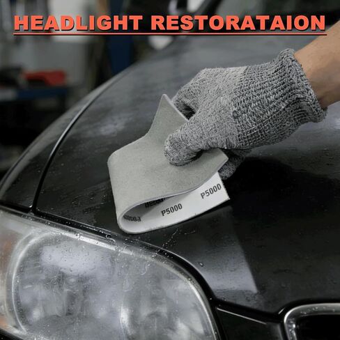 Performance Foam Sandpaper Sheets: 4Pcs, 1000 1500 2000 3000 Grit | 9 x 3.6 Inch, Wet & Dry Use for Automotive Clear Coat Repair, Ultra Fine Sand Paper for Headlight Restoration in Kuwait