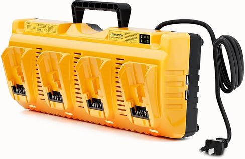 DCB104 Replacement for Dewalt Battery Charger Station | 4 Port Multi Battery Charger with 2 USB Ports, Compatible with Dewalt All 12V 20V Max Lithium Battery (Yellow) in Kuwait