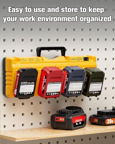 DCB104 Replacement for Dewalt Battery Charger Station | 4 Port Multi Battery Charger with 2 USB Ports, Compatible with Dewalt All 12V 20V Max Lithium Battery (Yellow) in Kuwait