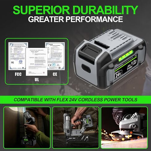 6.0Ah 24V Replacement Battery for Flex 24V Battery Compatible with Flex 24V Cordless Power Tools in Kuwait