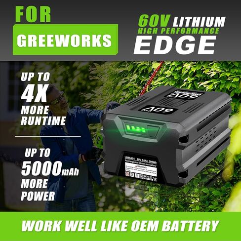 60V Replacement for Greenworks PRO 60V Battery 5.0Ah Max LB60A03 LB60A02 LB60A00, Compatible with 60V Cordless Power Tools 20352 22232 2508302, for Greenworks Battery in Kuwait