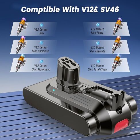 V12 Battery Replacement Compatible with Dyson V12 Detect Slim Absolute Fluffy SV46 and Part No. 965470-01 (Not for SV12) in Kuwait