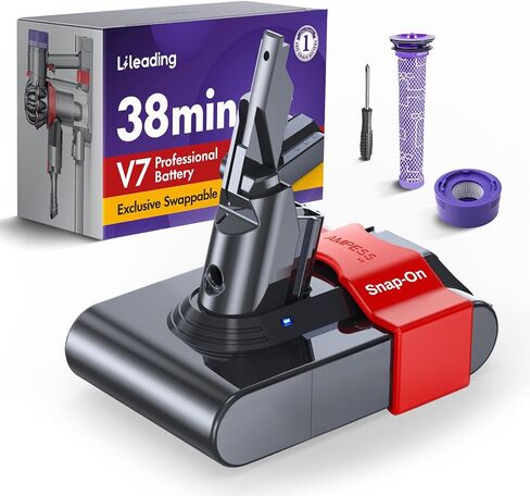 One-Second Change a new V7 Replacement Battery | Compatible with Dyson V7 Animal, Motorhead, Trigger, HEPA, Car+Boat, Absolute, Includes 2 Filters, Exclusive in Kuwait