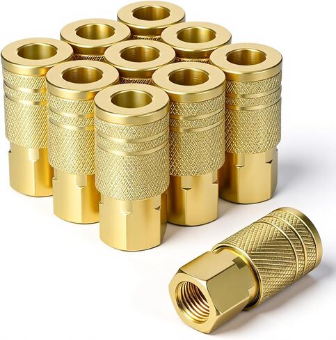 10pcs 1/4-Inch Brass air hose fittings 1/4 quick connect fittings,Brass Air Compressor Accessories Fitting,Hose Quicks Connects Fitting Basic Flow Quick Connect Airs Coupler in Kuwait