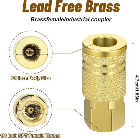 10pcs 1/4-Inch Brass air hose fittings 1/4 quick connect fittings,Brass Air Compressor Accessories Fitting,Hose Quicks Connects Fitting Basic Flow Quick Connect Airs Coupler in Kuwait