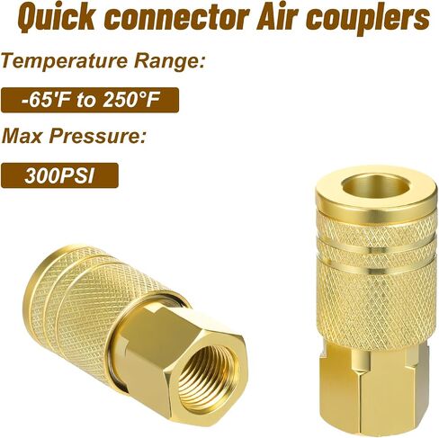 10pcs 1/4-Inch Brass air hose fittings 1/4 quick connect fittings,Brass Air Compressor Accessories Fitting,Hose Quicks Connects Fitting Basic Flow Quick Connect Airs Coupler in Kuwait