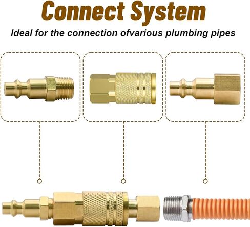 10pcs 1/4-Inch Brass air hose fittings 1/4 quick connect fittings,Brass Air Compressor Accessories Fitting,Hose Quicks Connects Fitting Basic Flow Quick Connect Airs Coupler in Kuwait