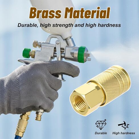 10pcs 1/4-Inch Brass air hose fittings 1/4 quick connect fittings,Brass Air Compressor Accessories Fitting,Hose Quicks Connects Fitting Basic Flow Quick Connect Airs Coupler in Kuwait