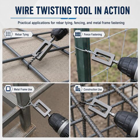 Electric Drill Wire Twisting Tool, Heavy Duty Wire Twister Attachment with 1/4" Hex Shank, Alloy Steel Wire Twisting Hook for Fencing, Rebar Tying, Cable Twisting, Construction (Alloy Steel) in Kuwait