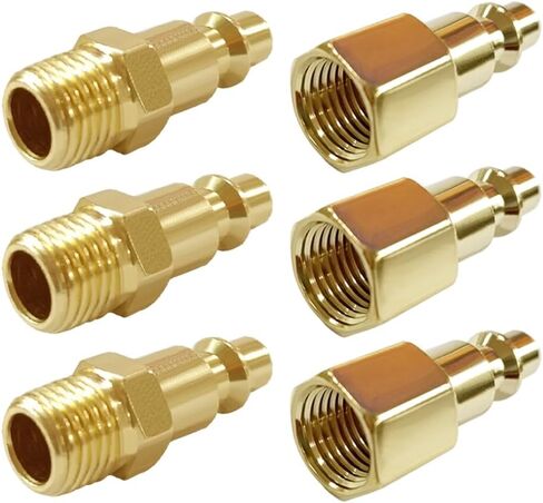 Uenede 6PCS Brass 1/8 Inch NPT Male & Female Industrial Air Hose Quick Connect Plug Air Compressor Pneumatic Coupler Fitting Adapter in Kuwait